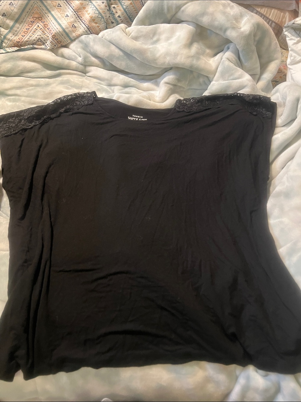 torrid Black Shoulder Lace-Trim Top